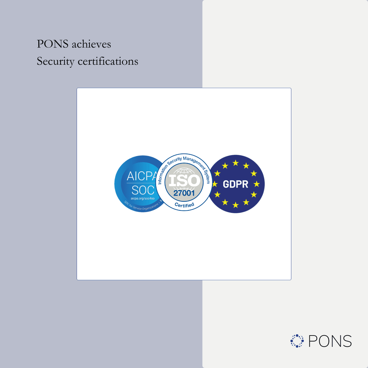 PONS Achieves Enterprise-Grade Security Certifications
